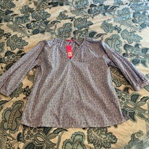 Lily Pulitzer Willa Top, blue/white Eyelet XL NWT